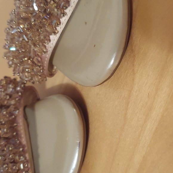 Alex Marie Champagne Beaded Animal Print Leather Ankle Strap Heels Size 6.5 - Picture 11 of 16